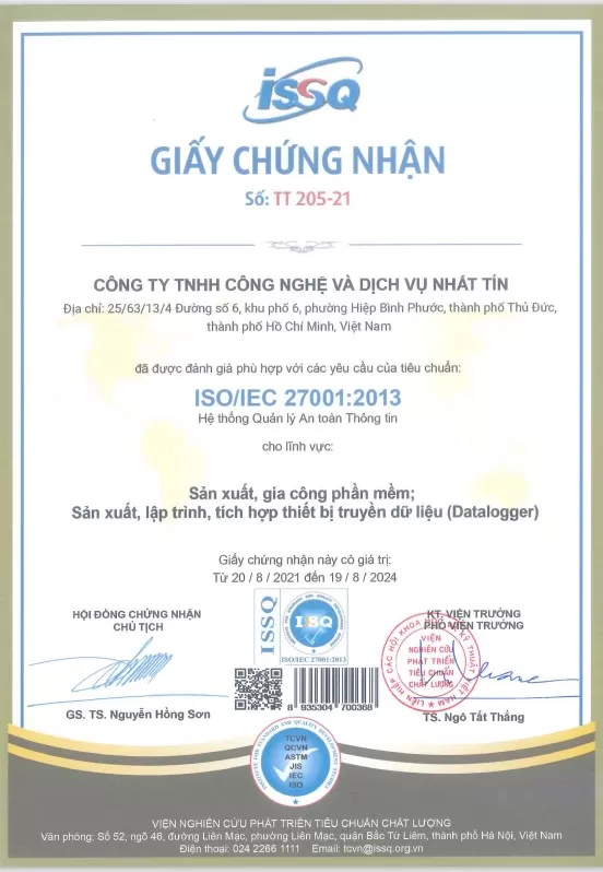 Dịch vụ thiết lập phần mềm giám sát, thu thập số liệu môi trường 3 ISO 27000