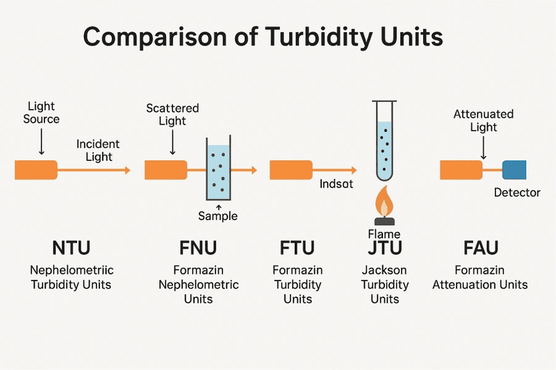 So sánh FTU vs NTU: Sự khác biệt trong đo độ đục của nước 2 ftu vs ntu
